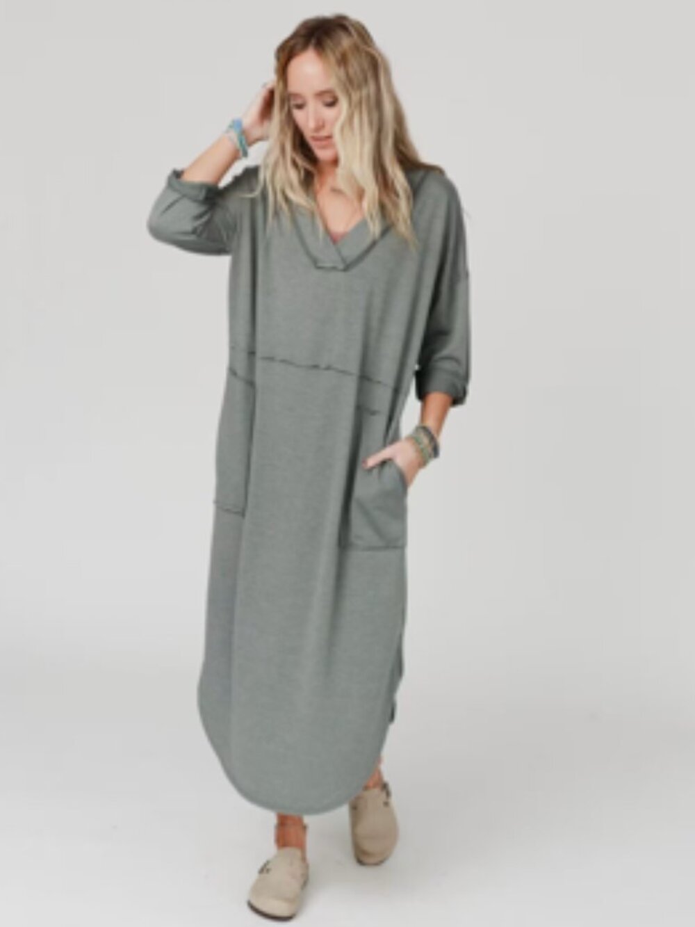 NWT The Nest Coco Meadow Long Sleeve Slit Maxi Dress
